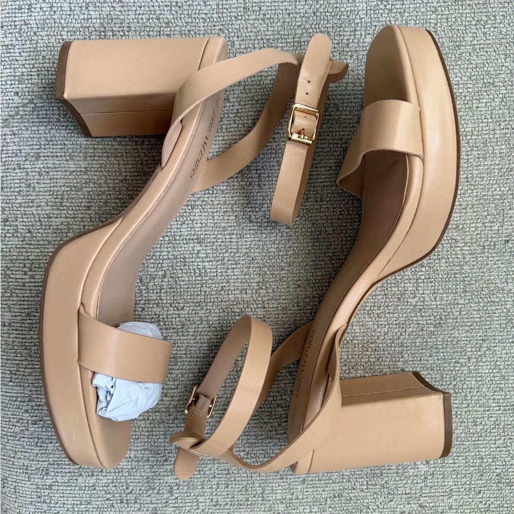 Chic Beige Block Heel Platforms